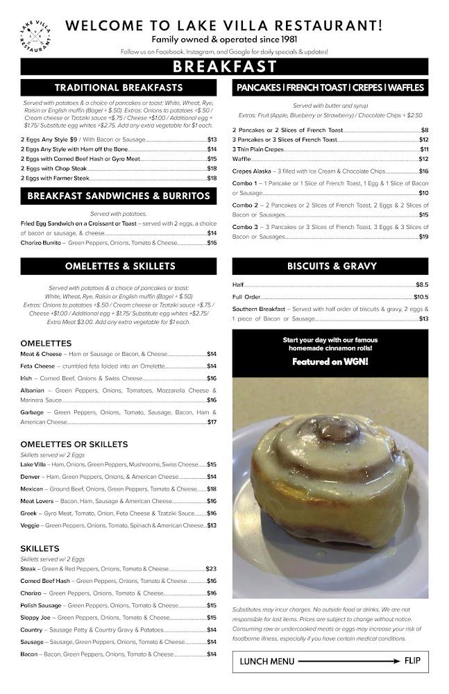 Lake Villa Restaurant Menu image 1