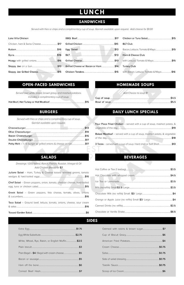 Lake Villa Restaurant Menu image 2